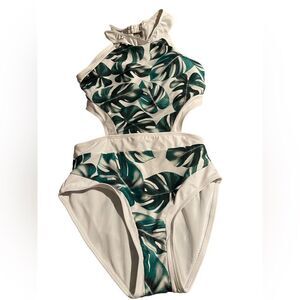 True blue size large bathing suit lined built in bra great suit cut out sides